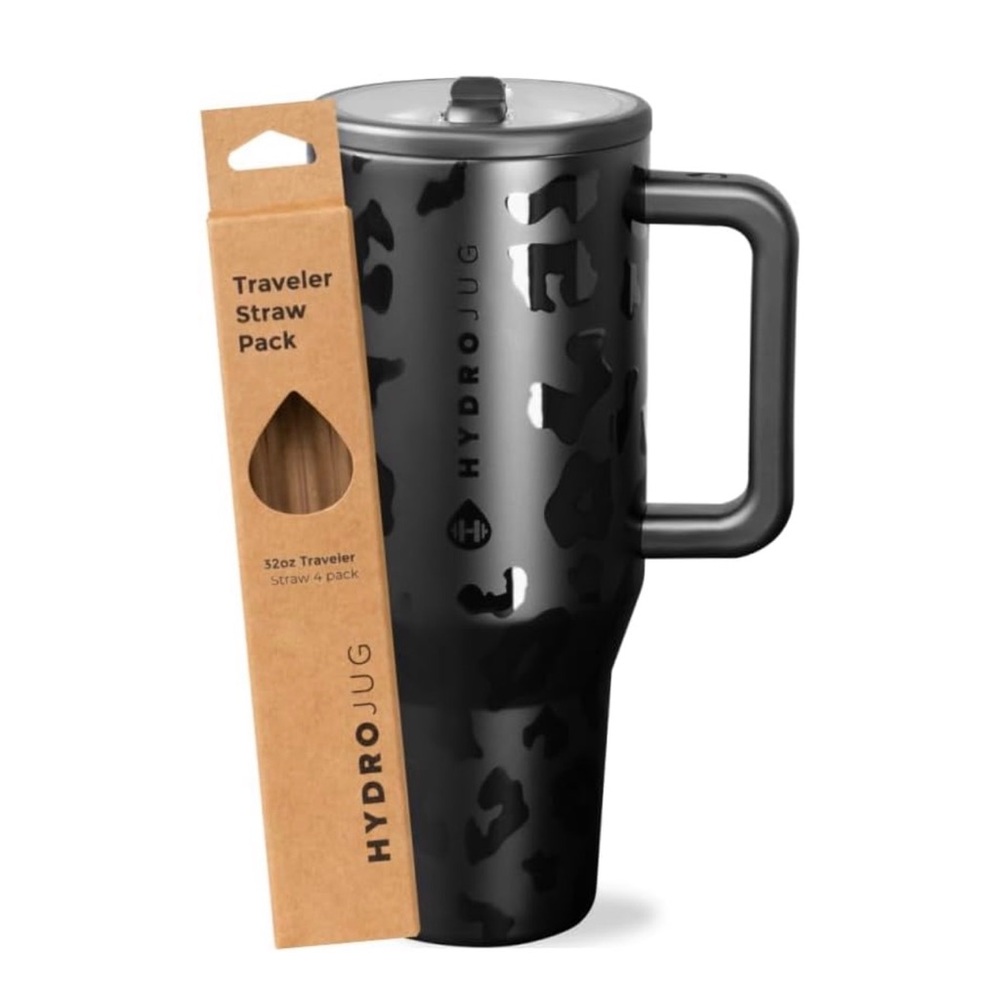 HydroJug Camo Stainless Steel Mug with Straw